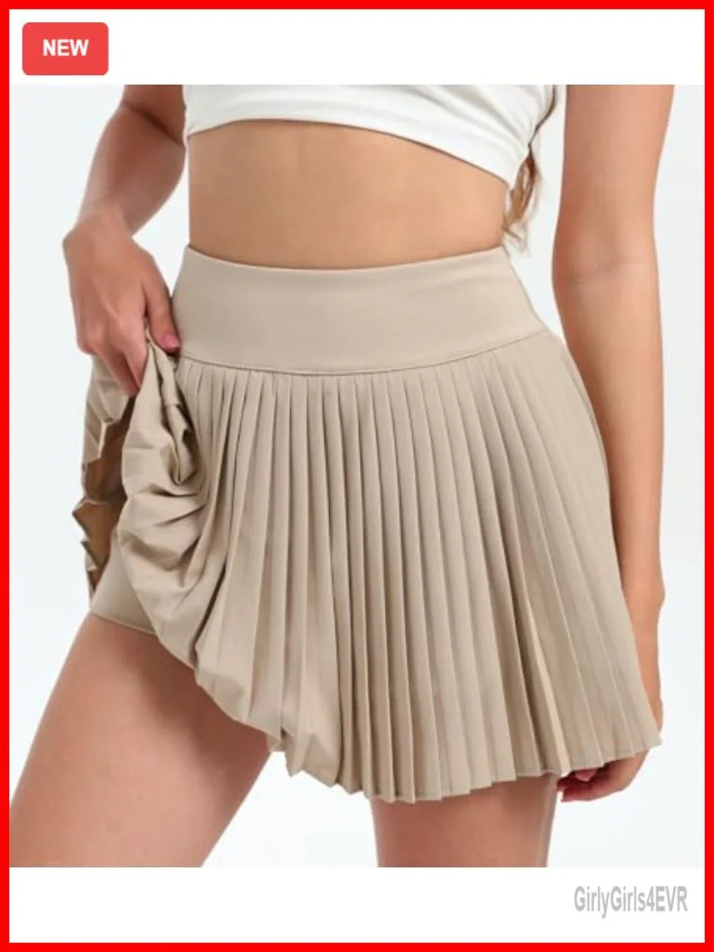 High Waisted Pleated Skort with Built-in Shorts and Pockets for Golf Tennis